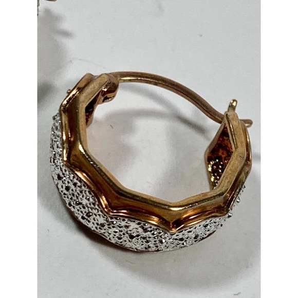 Technibond Diamond Accent and Sterling With Gold Wash Bracelet And Earrings Set - Picture 5 of 9